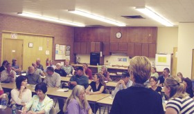 RBC administrator Kimberly Bullen and Meeker Chamber of Commerce executive director Katelin Cook, pictured in the bottom right, asked representatives from special districts in the eastern end of the county what plans their districts have and how their boards could help with economic development. The group plans to meet again Sept. 25.