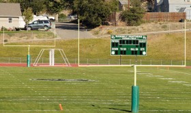 The Rangely Panthers lit up their new scoreboard at Yeager Field during their 61-6 homecoming win over the Nucla Mustangs.