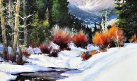 Cheryl St. James’ “Awaiting Spring” won the plein air painting contest and is on display at the Meeker Hotel and Café.