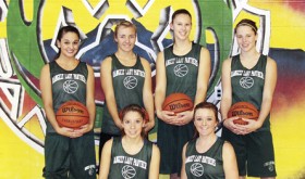 Rangely seniors Myriah Moreno, Kelsey Prosser, Quincey Thacker, Brittany Babineaux, with Leslie Hernandez and Shelby Neiberger in front, will have a first round bye and will play in the semifinal game of the White River Electric Cowboy Shootout Friday at 6 p.m. against the winner of Soroco vs. Hayden.