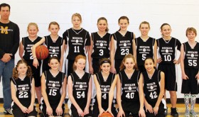 The Barone Middle School girls’ basketball teams will host Craig this Saturday starting at 9 a.m. Playing for the seventh-grade team are (front) Kascia Cochran, Carissa Smith, Abbey Morgan, Taylor Dodds, Riley Pertile and Alicia Aviles. (Back) Coach Tom Knowles, Lauren Urista, Brittney Adams, Jamine Patterson, Elissa Quinteros, Maddie Kummer, Avery Watt, Sierra Williams and Macy Collins.