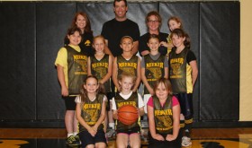Front row Brynlee Williams, Hailey Knowles and Kelbe Collins. Middle Sierra Gomez, Sophia Goedert, Regan Mobley, Aspen Merrifield and Sarah Kracht. Back coach Patti Merrifield, coach Tom Knowles, coach Holly Knowles and team manager Addison Knowles. The Knowles’ team went undefeated this season.