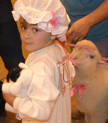 Aurora Ewalt of Rangely participated in the sheep lead contest at the fair. 