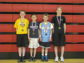courtesy photo Meeker winners in last weekend's sectional of the Denver Nuggets Skills Challenge at Grand Junction were, from left: Maggie Phelan, girls' 9-10; Wyatt Pfau, boys' 9-10; Chris Scherbarth, boys' 7-8; and Kaylee Turner, girls' 11-12. The winners compete March 20 at the state competition in Denver. Meeker's Jake Phelan was third in boys' 11-12 and Zane Pfau competed in boys' 13-14.