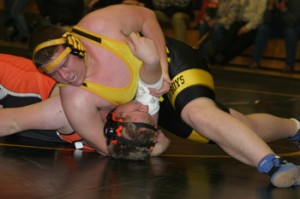 Meeker’s junior heavyweight Caleb Dodds pinned his Hayden opponent. In the dual with Moffat County, the Bulldogs didn’t have a heavyweight, so Dodds won by forfeit.