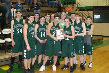 Members of the Lady Panthers girls’ basketball team were recognized for their second-place finish in the district tournament last weekend, which was hosted by Rangely.
