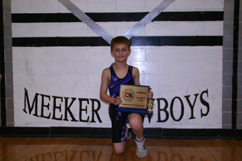 Meeker Elementary School’s Wyatt Pfau won a state wrestling title last weekend in Denver, winning the 70-pound, 8-and-under bracket. BMS sixth-grader Devon Pontine finished fourth and TJ Shelton was one match from placing. Shelton’s younger brother Jake and Chase Rule also qualified for and competed in the state meet, but did not place.