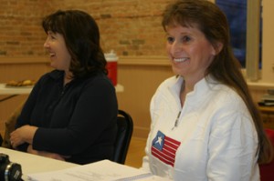 Lois Sampson, left, and Jeannie Durham spoke at the first Tea Party meeting.