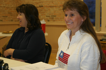 Lois Sampson, left, and Jeannie Durham spoke at the first Tea Party meeting.