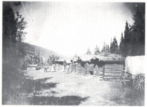 This Marvine Lodge picture was taken in the late 1890s or early 1900s. People on the left are believed to be Bill Green, his wife, Cora, and their daughter, Isabelle. Bill Green was the cowboy, tourist guide and caretaker for the lodge.