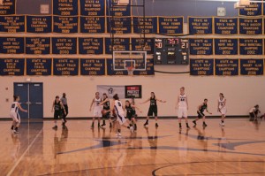 Rangely starters Brittany Babineaux (20), Chelsea Ficken, Leslie Hernandez (4), Quincey Thacker (24) and Kelsey Prosser were not intimidated by the undefeated, defending state champion Lutheran Lions, their opponent in the Region 4 championship game. The Panthers took an early lead but were unable to play the “near perfect” game needed to defeat the Lions.