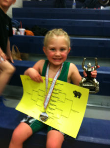 Carmella Fortunato, age 4, brought home some extra hardware from her first-ever wrestling tournament in Rifle. Not only did Fortunato win a gold medal for going undefeated in her bracket, attending coaches also gave her the sportsmanship award for her age division.