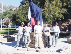Volunteers, from left, Fernando Quintero and Thony Juarez of Luke Renniger Log Homes, James Morrell, Troy Claussen, and Jorje Salas, who is also with Luke Renninger Log Homes, put the finished wiring and walls up Monday in time for the unveiling of the Rio Blanco County Veterans Memorial on the front lawn of the Rio Blanco County Courthouse in downtown Meeker. The statue will be unveiled and dedicated following the Fourth of July Parade on Thursday. The VFW chapters in Meeker and Rangely raised $120,000 in cash or in-kind work to complete the statue, which honors all veterans of all wars and peacetime from Rio Blanco County. Former Marine Sgt. Tom Kilduff, past commander of the Meeker VFW, said Rio Blanco County has one soldier still missing in action from Vietnam, U.S. Air Force Capt. Mark Giles Danielson, who had his AC-130A shot down June 18, 1972.