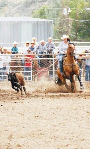 Meeker’s Cynda Norell placed second in the calf break-away roping during the oldest continuous rodeo in the state, the 128th annual Range Call Rodeo.
