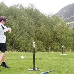 Meeker sophomore Nick Burri, who plays on the Rangely High School varsity golf team, bats-off No. 1 during the 2013 Cowboy Kickoff Classic tournament Saturday at Meeker Golf Course.