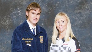 courtesy photo Mason Scritchfield of Meeker (left) and the representative of the national outdoor recreation sponsor, Yamaha C.