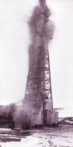 This is one of the gushers that spouted in the Rangely oil fields in 1919.