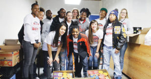 The Colorado Northwestern Community College’s women’s basketball team worked with honor society Phi Theta Kappa to collect five boxes of food at the basketball teams’ home games against the College of Eastern Utah on Jan. 25. The drive is part of CNCC athletic teams’ larger effort to create and participate in events that link students and the community.