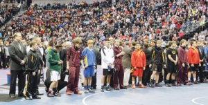 Meeker had three wrestlers participate in the Parade of Champions, where finalists in all weight classifications walk from the four corners of the Pepsi Center onto their respective mats before being introduced to thousands of wrestling fans. Meeker’s Tristin Pelloni, Devon Pontine and T.J. Shelton were accompanied by their coaches, Willy Theos, J.C. Watt and Barney LeBlanc.