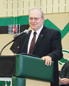 Colorado Northwestern Community College President Russell George served as this year’s Rangely High School commencement keynote speaker. George gave the students several points of advice, emphasizing the importance of continued education and building and utilizing spiritual, emotional and social support systems throughout their lives. 