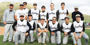 The Meeker High School baseball team (above) lost 3-2 to the Dolores Bears in the first round of the 2A state playoffs in Cortez, but everyone is excited about the future of Cowboy baseball. Playing for the Cowboys in the front row are Matt Devore, Cody Stickler, Kenny Kohls, Chevy Mohr, Dillan Frantz and Hunter Garcia. In the back row are: head coach Jason Browning, Bruno Juarez, Tony Collins, Jake Smith, Tanner Matriciano, Dylan Mobley, Matt Frantz and assistant coach Brian Merrifield. 