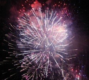 While folks all over Meeker were shooting off their own fireworks, the main show, put on from Highland Cemetery were the stars of the evening as hundreds gathered in Town and Circle parks in the downtown area. Others found good observation points all over town to watch the show, which featured more grouped shots and an impressive grand finale.