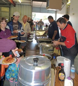 Several hundred Rangely residents and visitors took advantage of the pancake/sausage/egg breakfast served Monday morning before the parade by the Rangely Fire Department at the fire hall on Highway 64 in town.