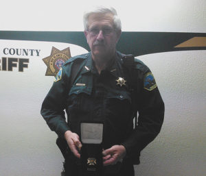 Rio Blanco County Sheriff Si Woodruff received the Purple Heart from the Rio Blanco County Sheriff’s Office on Saturday in recognition of the on-duty stab wound to the abdomen he sustained Aug. 21 in an incident at Pioneers Medical Center in Meeker.