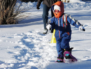 On Friday afternoon on the courthouse lawn, this young lady tried out her luck with snowshoes. It was slow going for a while until she caught on. The Friday and Saturday events were sponsored by the ERBM Recreation and Park District in the downtown area on Friday and at three town parks on Saturday.