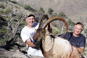 Mike Parr, left, formerly of Meeker and now living in Las Cruces, N.M., shot a 39-inch ibex in the Florida Mountains of southwest New Mexico in November while hunting with his brother, Steve, right, of Meeker. Mike drew the coveted ibex license in his first year of eligibility as a New Mexico hunter. The only place in the United States where ibex can be hunted is in the Florida Mountains. Parr got his ibex shooting a Ruger 7 mm from 409 yards. He said, “This was the most challenging and rewarding hunt I’ve experienced. This was a once-in-a-lifetime ibex hunt (only 25 tags per year).Thanks to my brother, Steve, and others for joining me.” 