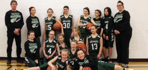 The Rangely Middle School seventh-grade team will play in Oak Creek tonight and host Meeker on Saturday. Playing on the team are, in front: Audrey Patch, Susie Gillard and Dustie Nelson. In the middle row are: Bayliegh Wilson, Zoey Peck, Taylor Lance, Grace Sheridan and Meghan Ward. In the back row are: coach Mark Skelton, Zoe Sheppard, Kaitlyn Willis, Kacie Lapp, Mariah Vaughn, Carrie Wilson, Jayleen Kenney and coach Jimmie Mergelman.