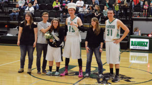 Rangely High School held its Winterfest Week activities along with the crowning of Mr. and Mrs. RHS. The six senior candidates for king and queen are chosen by the staff at RHS for their strong leadership skills, community service projects as well as athletics and academic achievements. This year’s king and queen candidates were, from left: Jessica Tolley, Marshal Way, Dawn Stephens, Mitchell Webber, Michelle Gohr and Colt Allred. The RHS royalty were Dawn Stephens and Mitch Webber.