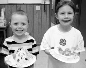 At the January meeting of the 4-H Cloverbuds, the kids practiced the 4-H pledge and had a great time learning about cake decorating. The Cloverbuds Club is for kids ages 5-7 who would like to see what 4-H has to offer. The club’s next meeting will be held from 4 to 5:30 p.m. on Wednesday at the Rio Blanco County Fairgrounds in Meeker. The kids will have an opportunity to try their hand at leather crafts and enjoy a healthy snack. The public is invited. Pictured above are Holt Pelloni and Skylar Grimes.