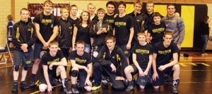 The Meeker High School wrestling team, currently ranked No. 3 in 2A by On the Mat Rankings, hosted and won the team title of the annual Meeker dual meet tournament, the final action of the regular season. The Cowboys will wrestle in the state-qualifying Region 1 tournament at Colorado Mesa University, starting Friday at 1 p.m. Wrestling for the Cowboys this season are, in front, Hunter Garcia, Tristin Pelloni, Caleb Bradford, Garrett Frantz and Chase Rule. Back row: Kylloe Goedert, Devon Pontine, Christopher Strate, Cody Nielsen, manager Alicia Watt, Casey Turner, Sheridan Harvey, Tyler Ilgen, Nick Burri, Jacob Henderson, Anthony Watt, Jacob Pelloni and T.J. Shelton.