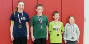 Rangely schools sent youth athletes to the Nuggets Skill Challenge regional tournament in Grand Junction. All four of the youths placed in the top three. Kassidee Brown won her division, Dylan LeBleu placed second in his division while Fisher Winder and Miah Wren placed third in their divisions. WRBM Parks and Recreation District sponsors the local event.