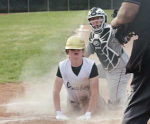 The Rio Blanco High School baseball teams played a doubleheader on Tuesday at Paintbrush Park in Meeker and the Cowboys won both games against Rangely. Meeker won the first game 12-2 and the teams were tied in the fourth inning at five before freshman Logan Hughes hit a triple and slid home safely after being batted in by senior Abrahn Gaeta. The Cowboys are currently 2-2 and will host Paonia on Saturday. The Panthers will play in Cedaredge on Saturday, looking for their first win of the season.