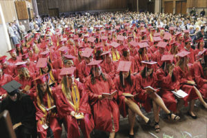 The Colorado Northwestern Community College Class of 2015 is seated, awaiting the college’s commencement ceremony in the Colorado Room in the Weiss Building. There were 230 students graduated this year, but only 112 who actually walked to get their diplomas and certificates.