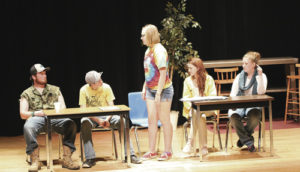 The Rangely High School drama class performed the play “How to Kill a Mockingbird” on April 28 in a twist on the classic “To Kill a Mockingbird.” Five less-than-stellar students meet to work on their group English project. Their assigned reading is Harper Lee’s “To Kill a Mockingbird.” Unfortunately, not one of the five has actually read the book. In fact, nobody even brought a copy of the book along. Worst of all, they’re not exactly sure what the title of the book even is and there is no Internet service. Thus begins a hilarious series of guesses and assumptions tht culminate in a massive conspiracy theory about the book and the true threat of mockingbirds.