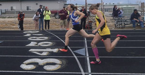 In the last weekend of the season for the Barone Middle School track team, Gracie Bradfield of Meeker and Quinn Pint of Craig competed in the 200-yard dash.