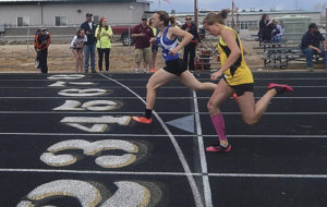 Meeker’s Barone Middle School concluded its track season Saturday in Craig. The photo above captures the running of the girls’ 200-yard dash with Quinn Pint from Craig, left, and Gracie Bradfield from Meeker, right, competing for the win.