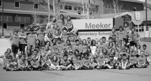 Pictured are 85 Meeker Elementary School students who have participated in the 100-mile club and have run at least 25 miles this year. Some students have documented 50, 75 and even 100 miles.