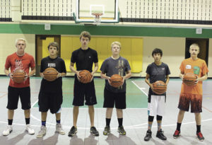 Members of the Rangely High School boys’ basketball team started the summer on Monday with a morning of fun, shooting 500 free throws each. As team members move into the summer, this becomes a fund-raiser event to help with travel costs as they head to various tournaments. A total of 1,791 shots were made Monday, however they came up a little short on donations and would appreciate any support. Please contact Rangely High School if you would like to add you support. From left to right are Patrick Scoggins, Trenton Files, Brennan Noyes, Riley Boydstun, Kobe Broom and Marshall Webber.