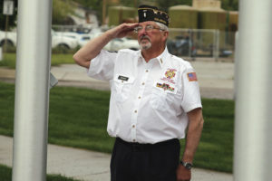 Rangely held two Memorial Day ceremonies—at the Veterans Memorial and at Rangely Cemetery on May 25—and one of the members of the Veterans of Foreign Wars to salute the flag was Rangely veteran Gary Hinaman.