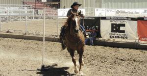 Jace Vroman takes his horse around the circuit of poles during the Rio Blanco County Fair in the 4-H Horsemanship Class on Saturday at the county fairgrounds. There were several contestants from around Rio Blanco County in the competition.