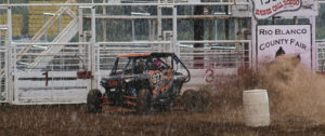 The roughly 150 OHV riders in Meeker for the weekend had a great time out four-wheeling, and running a barrel race in a downpour at the fairgrounds. The OHV Rodeo was held Saturday as part of the 2015 Colorado Off-Highway Vehicle Coalition Workshop and the 2015 Wagon Wheel Rendezvous, sponsored by the Meeker Chamber of Commerce and Rio Blanco County.