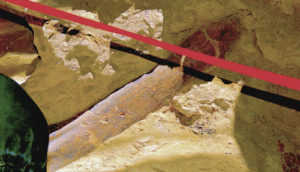 Pictured is a clear photo of a four-foot section of one of the ribs that has been excavated at the CNCC dig site south of Rangely. The dig is obviously being done on a large animal, the species being unknown now, until more has been unearthed. The CNCC science classes, which are utilizing the site as an educational opportunity for students, could be literally the doorway to an ever-growing future in the world of paleontology for Colorado Northwestern Community College. The college has a facility in Craig that has been designated as a federally certified clearing house and fossil depository for digs in the area. Without that designation having been received, all fossils found in this area would have to be shipped out of Colorado to an approved facility in another state.