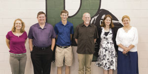 The Rangely School District has six new certified teachers within the district this school year, from left to right are: fourth grade teacher Kayla Newbanks; fifth grade teachers Corey Hale; third grade teacher Matthew Hunteer; high school English teacher Brandon Bremer; first grade teacher Rebecca Moseley; and kindergarten instructor Annette Heil. Classes began Monday at Rangely Junior/Senior High School and Wednesday at Parkview Elementary School.