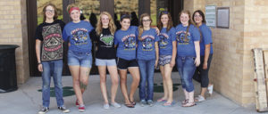 Members of the Rangely High School Student Council showed their school spirit by painting more than 100 ‘Panther Paws’ throughout the district in time for classes to open on Monday. From left to right are council members Tommy Jarvis, McKenzie Webber, Anntoinette Dorris, Braylee Cassavaugh, Justyne Dembowski, Samantha Lapp, Kaylee Mecham and Alexis Wylie.