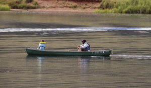 Saturday was a beautiful day in the mountains east of Meeker, and these two fishermen, as well as several other boats on the lake, took advantage of the glass-like waters on Lake Avery to enjoy their mid-afternoon pastime. There were plenty of folks on the lake and a number of family members and friends enjoying swimming off the docks.