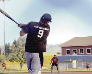Donald Blazon, who plays for Ace Trucking in the Meeker Co-ed Softball League, sponsored by the ERBM Recreation and Parks District, takes a swing during a recent game at Paintbrush Park. Ace Trucking will enter the annual tournament, which starts Monday, as the No. 1 seed. The championship game will be played on Tuesday at Paintbrush Park.